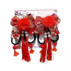 F Fityle 5 X Haarspangen Zum Chinesischen Neujahr, Chinesische Haarnadeln, Rote Dekoration, Chinoiserie Haarspangen, Kopfschmuck für Das Frühlingsfest, Urlaub von F Fityle