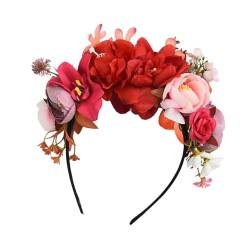 F Fityle Blumenkronen-Stirnband, künstliches Blumen-Stirnband, Rot von F Fityle