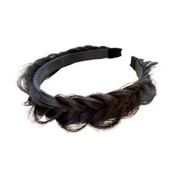 F Fityle Geflochtenes Haarband, geflochtenes klobiges Haarband, universelles Haar-Accessoire, breites geflochtenes Stirnband mit gekreuztem für Frauen, Schwarz Braun von F Fityle