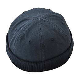 F Fityle Herren Bikermütze Dockercap Baumwolle Seemannsmütze Wintermütze Beanie Sommermütze Hafenmütze Fischermütze Umschlagmütze, Blau, 54-58cm von F Fityle