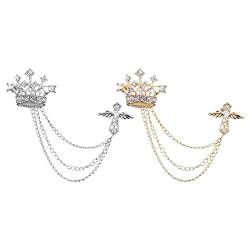 F Fityle Luxuriöse Kronenbrosche für Männer, elegante Halsketten, stilvolle Anstecknadel für den Liebsten, Goldener Argent von F Fityle