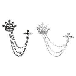 F Fityle Luxuriöse Kronenbrosche für Männer, elegante Halsketten, stilvolle Anstecknadel für den Liebsten, Silbernes Schwarz von F Fityle