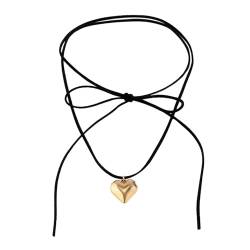 F Fityle Mehrreihige Halskette, mehrreihige Spitzenseilkette, DIY, modisch, elegant, Charm-Anhänger, Liebeskette für Partys zum Valentinstag, Gold von F Fityle