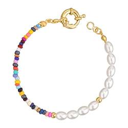 F Fityle Schönes Armband mit Perlen für Damen - Verstellbar und elegant, Golden von F Fityle