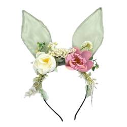 F Fityle Stirnband mit, niedliches Anzieh-Haarband mit künstlichen Blumen für Cosplay-Partys, Grün von F Fityle