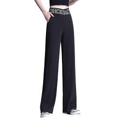 F Fityle Weite Damenhose, hohe Taille, Business-Arbeitshose, Streetwear, All-Match-Hose mit geradem Bein, lockere Anzughose, Schwarz, 3XL von F Fityle