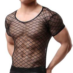 FITYLE Herren Unterhemd Tops Netzhemd Kurzarm Transparent Netzshirt Reizwäsche Nachtwäsche Dessous Unterhemd - m von F Fityle