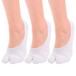 No-Show-Socken für Damen, Tabi-Socken, rutschfest, Flip-Flop-Socken, niedriger Schnitt für Sneaker, Lofer, Bootsschuhe - Weiß - Medium von F Flammi