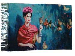 F&T Schal aus Viskose, doppelt bedruckt, Frida Kahlo Khalo, Geschenk, Damen, Kunst Mode Stola Tuch, Mehrfarbig, Einheitsgröße von F&T