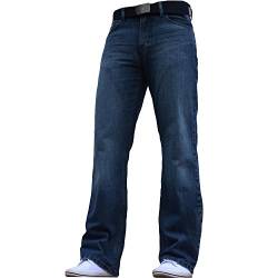 F.B.M Jeans Herren Boot-Cut Jeanshose Blau Hellblau Gr. 36 W / 32 L, Blau - Dunkelblau von F.B.M Jeans