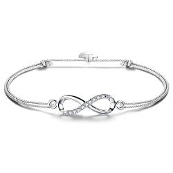 F.ZENI Armbänder Damen 925 Sterling Silber Funkeln Kubisches Zirkonia Kuss Armband Akzent Unendlichkeit für Immer Armbänder für Damen (grau) von F.ZENI