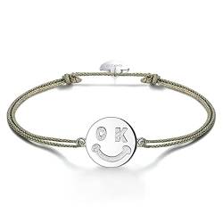 F.ZENI Damen Armband 925 Sterling Silber Ein fröhliches Herz geht den ganzen Weg OK Lächeln Armbänder für Frauen Mädchen Handgemachte Geflochtene Armband von F.ZENI