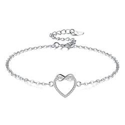 F.ZENI Damen Armband 925 Sterling Silber Unendlichkeit Armband Funkeln Kubisches Zirkonia Liebe für Immer Armbänder für Frauen Mädchen Schmuck Geschenk mit Geschenkbox von F.ZENI