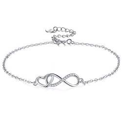 F.ZENI Damen Armband 925 Sterling Silber Unendlichkeit Armband Funkeln Kubisches Zirkonia Liebe für Immer Armbänder für Frauen Mädchen Schmuck Geschenk mit Geschenkbox von F.ZENI