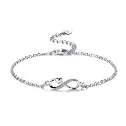 F.ZENI Damen Armband 925 Sterling Silber Unendlichkeit Armband Funkeln Kubisches Zirkonia Liebe für Immer Armbänder für Frauen Mädchen Schmuck Geschenk mit Geschenkbox von F.ZENI