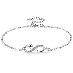 F.ZENI Damen Armband 925 Sterling Silber Unendlichkeit Armband Funkeln Kubisches Zirkonia Liebe für Immer Armbänder für Frauen Mädchen Schmuck Geschenk mit Geschenkbox von F.ZENI