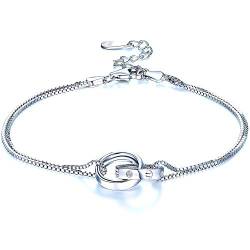 F.ZENI Damen Armband 925er Sterlingsilber Charm Armband Ineinandergreifende Unendlichkeits Liebe Armbänder für Frauen Jahrestag Geburtstag Schmuckgeschenk von F.ZENI