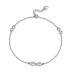 F.ZENI Damen Fußkettchen 925 Sterling Silber Infinity Bein Armband mit funkelnden Zirkonia für immer Liebe Übergroßes Armband Schmuck für Frauen Mädchen von F.ZENI