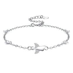 F.ZENI Fußkettchen Armband 925er Sterlingsilber Engelsbein Armband mit funkelndem Zirkonia für immer Liebe Übergroßes Armband Schmuck für Frauen Mädchen von F.ZENI