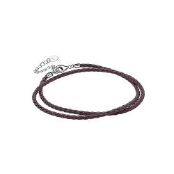 F.ZENI Lederkette 925 Sterlingsilber Karabinerverschluss Echt leder Halskette 3mm breit Damen Herren Kette für Anhänger charm 40-65cm DIY Lederschnur Kette Schmuck mit Geschenkbox von F.ZENI