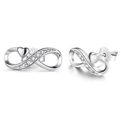 Unendlichkeit Ohrringe 925 Sterling Silber Ohrstecker Für immer Liebe Akzent Modeschmuck für Frauen Mädchen mit Geschenkbox (Mit Liebe) von F.ZENI