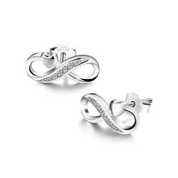 Unendlichkeit Ohrringe 925 Sterling Silber Ohrstecker Für immer Liebe Akzent Modeschmuck für Frauen Mädchen mit Geschenkbox (Mit Liebe-1) von F.ZENI