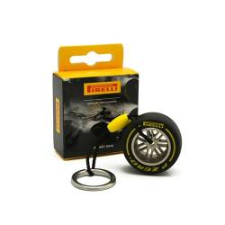 F1 Pirelli Motorsport Schlüsselanhänger, offizielles Lizenzprodukt – Gummireifen – mittlere gelbe Farbe von F1