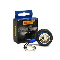 F1 Pirelli Motorsport Schlüsselanhänger, offizielles Lizenzprodukt – Gummireifen – nasser Regenreifen-Schlüsselanhänger, Blau von F1