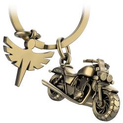 FABACH Motorrad Schlüsselanhänger mit Schutzengel - Geschenk Engel Schlüsselanhänger für Motorradfahrer - Geschenke Motorrad Schlüsselanhänger Glücksbringer Fahr vorsichtig von FABACH