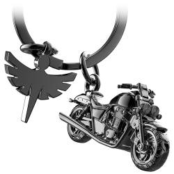 FABACH Motorrad Schlüsselanhänger mit Schutzengel - Geschenk Engel Schlüsselanhänger für Motorradfahrer - Geschenke Motorrad Schlüsselanhänger Glücksbringer Fahr vorsichtig von FABACH