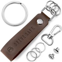 FABACH Schlüsselanhänger Leder Anhänger mit wechselbarem Schlüsselring - Gravur "Drive Safe von FABACH