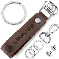 FABACH Schlüsselanhänger Leder Anhänger mit wechselbarem Schlüsselring - Gravur "Glücksbringer von FABACH