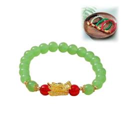 FABTOP Armband Zum Jahr Des Drachen 2024, Drachenperlen-Armband, 2024 Neujahr Des Drachen Perlen, Verstellbares Kristall-chinesisches Sternzeichen-Armband, Glücksbringer-Armbänder (green) von FABTOP