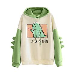 Damen Dinosaurier Hoodie Sweatshirt Langarm Cute Kawaii Dino Hoodie Pullover Crop Top Tierkleidung Mädchen Teen Kleidung von FACAIAFALO