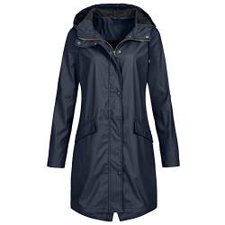 FACAIAFALO Damen Regenjacke Regenmantel Softshelljacke Friesennerz Parka PU Windbreaker mit Kapuze wasserdicht von FACAIAFALO