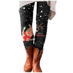 FACAIAFALO Weihnachten Damen Leggings Winter Skinny Slim Stretch Tights Weihnachtsmann Print Bleistift Hose Sporthose Reitleggings Reithose Yoga-Hose für Frauen Knöchelhose Stiefelhose von FACAIAFALO