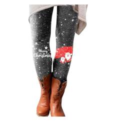 FACAIAFALO Weihnachten Damen Leggings Winter Skinny Slim Stretch Tights Weihnachtsmann Print Bleistift Hose Sporthose Reitleggings Reithose Yoga-Hose für Frauen Knöchelhose Stiefelhose von FACAIAFALO