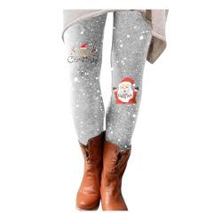 FACAIAFALO Weihnachten Damen Leggings Winter Skinny Slim Stretch Tights Weihnachtsmann Print Bleistift Hose Sporthose Reitleggings Reithose Yoga-Hose für Frauen Knöchelhose Stiefelhose von FACAIAFALO