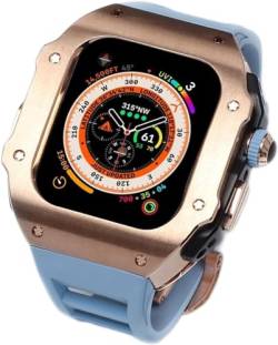 FACDEM Edelstahl-Uhrengehäuse, Gummiband, Mod-Kit, für Apple Watch Serie Ultra 2, 49 mm Ersatz, Herren-Metall-Uhrengehäuse, sportlich, atmungsaktiv, Verschlusszubehör, 49 mm, Achat von FACDEM