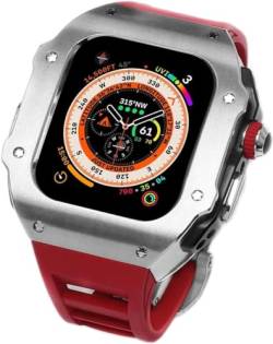 FACDEM Edelstahl-Uhrengehäuse, Gummiband, Mod-Kit, für Apple Watch Serie Ultra 2, 49 mm Ersatz, Herren-Metall-Uhrengehäuse, sportlich, atmungsaktiv, Verschlusszubehör, 49 mm, Achat von FACDEM