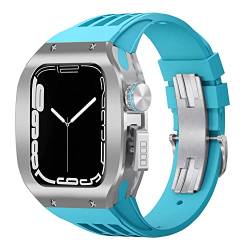 FACDEM Luxuriöses Uhrengehäuse, 44 mm, 45 mm, für Apple Watch Band Serie 8, 7, 6, 5, 4, SE, Titanlegierung, Titan, Viton-Armband, für iWatch-Modifikationsset, 44mm, Achat von FACDEM
