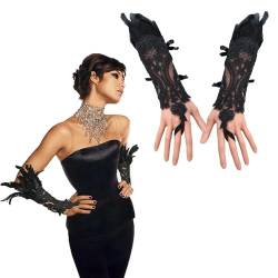 Steampunk-Handschuhe, Vintage-Federmanschette, Spitze, fingerlose Handschuhe, elastische Armkette für Halloween, Rollenspiele, Party von FAD-4U