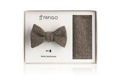 "Alfredo", braune Tweed Fliege + Einstecktuch im Set von FAFIGO