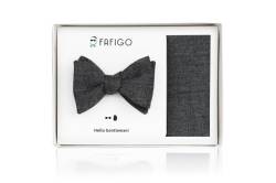 "Ettore", graues Fliege + Einstecktuch Set aus Schurwolle von FAFIGO