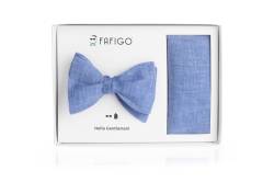 "Matteo", blaues Fliege + Einstecktuch Set von FAFIGO