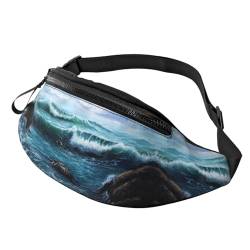 Cartoon Sea Fish Printing Hüfttasche, hochdichte Polyesterfaser, bequem und flexibel, geeignet für den täglichen Gebrauch, Blaues Meer Landschaft, Einheitsgröße von FAIRAH