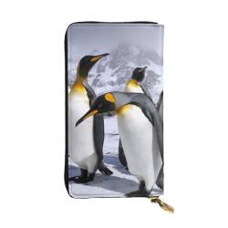 FAIRAH Arctic Animals Penguins Printed Leather Wallet, Zippered Credit Card Holder Unisex Version von FAIRAH