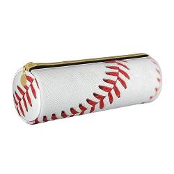 FAIRAH Baseball Lace Close Up Bedruckte Leder Zylinder Bleistift Aufbewahrungstasche Geeignet für den täglichen Gebrauch, Baseball Lace Close Up, Einheitsgröße, Münzbeutel von FAIRAH
