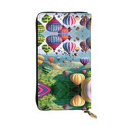 FAIRAH Beautiful Hot Air Balloon Printed Leather Wallet, Zippered Credit Card Holder Unisex Version von FAIRAH