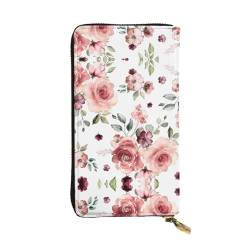 FAIRAH Blossoming Rose Flowers Printed Leather Wallet, Zippered Credit Card Holder Unisex Version von FAIRAH